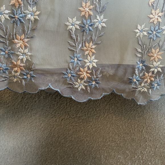 BHLDN Parsons Dress Midi Sz 6 Light Gray Floral Embroidered Mesh Fairy Wedding - Picture 9 of 15